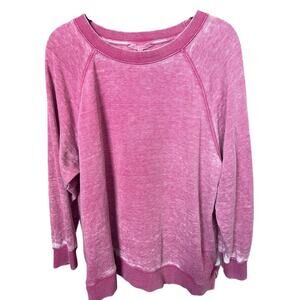 Free People Movement Oversized Pink Long Sleeve Crew Neck Top with Pockets - S